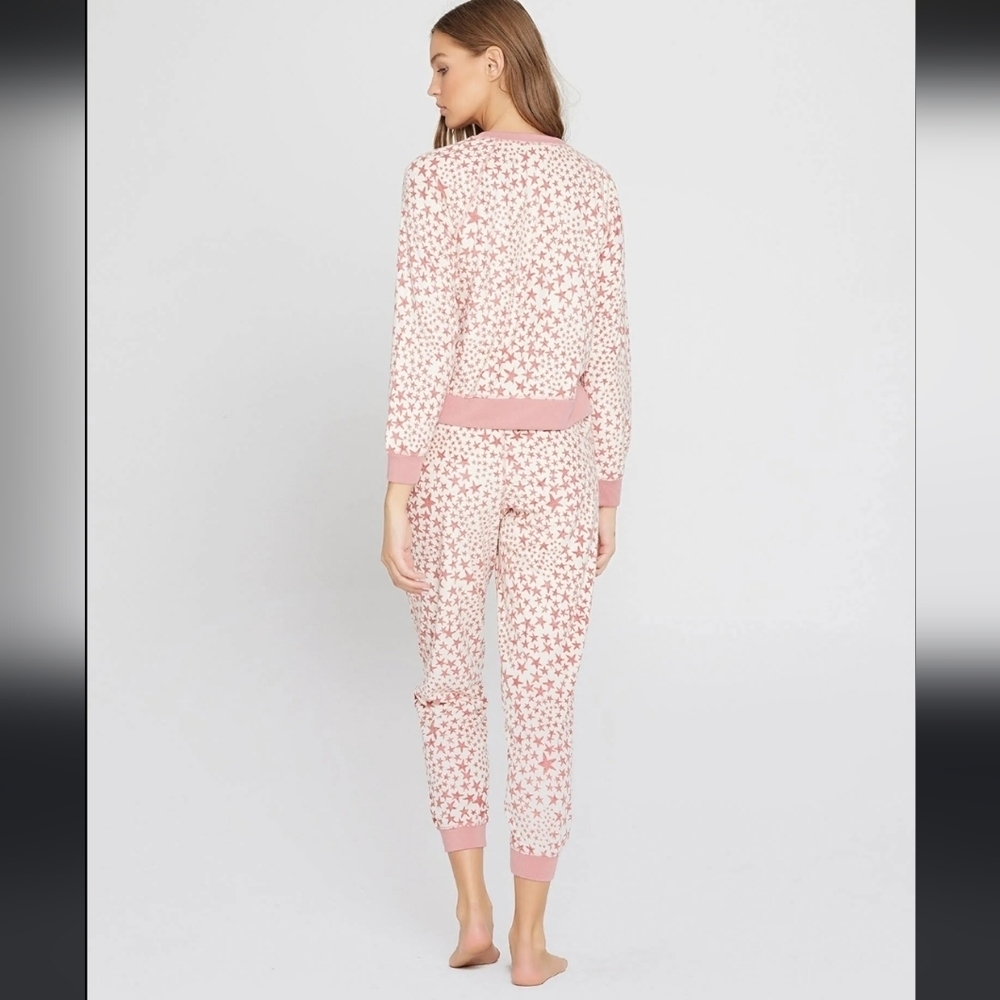 L*Space, Skyler  Sweatpants/Joggers, Cream/Pink Star Print, Size‎ Medium, NWT - Picture 4 of 11